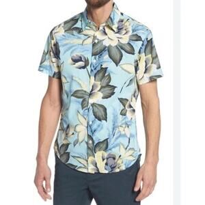 Bonobos Riviera Slim Fit Blue Floral Print Men’s Shirt Cotton Large A003154